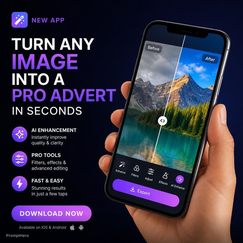 AI generated: turn any image into a pro  advert in seconds with our new app  