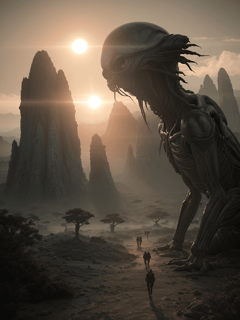 AI generated: Photo of a ultra realistic Alien Invasion , dramatic light, pale sunrise, cinematic lighting, batter...