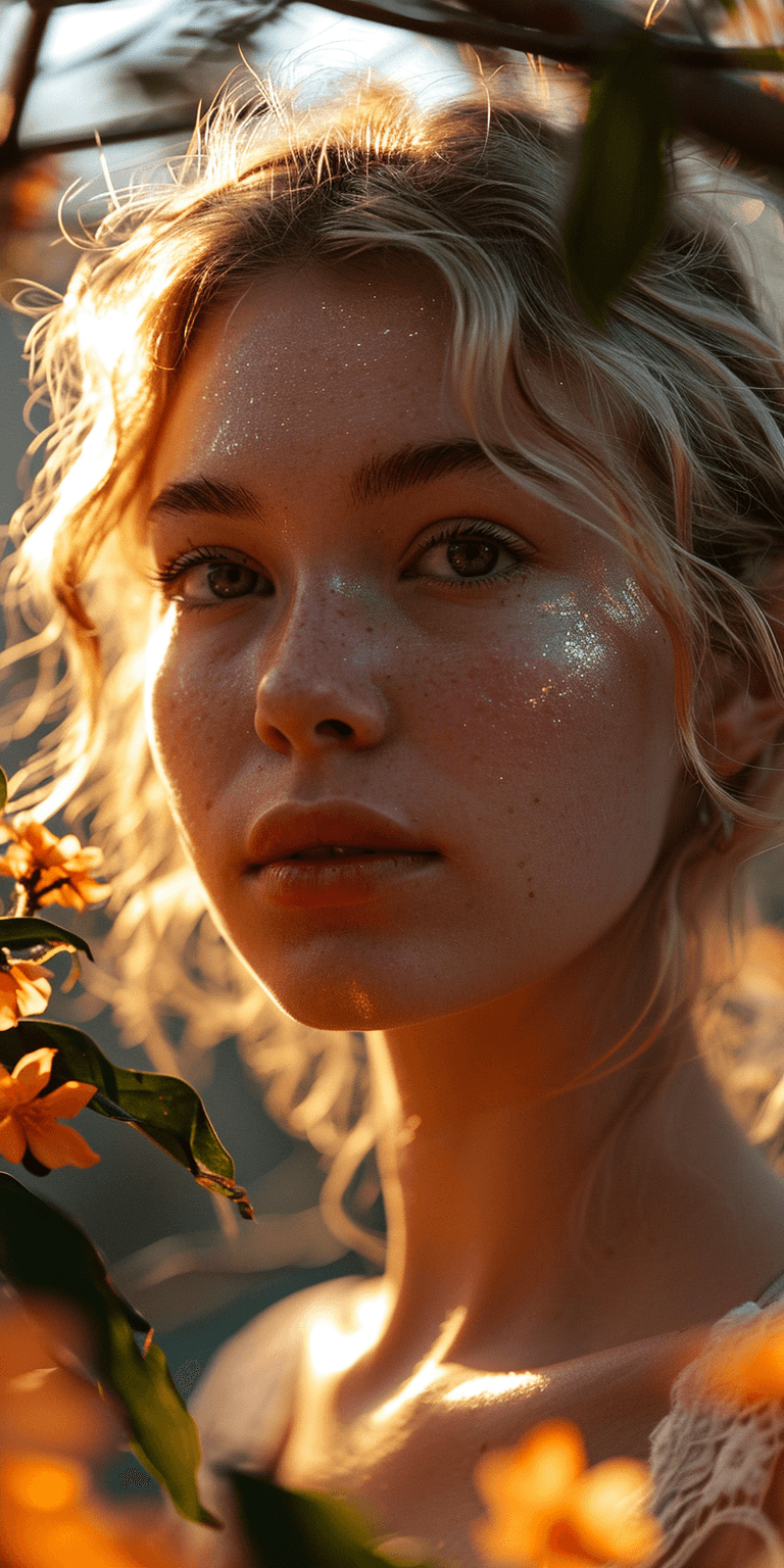 AI generated: a picture of a beautiful girl in a portrait, in the style of mote kei, light orange and light beige,...