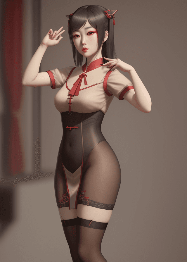 AI generated:  an Asian woman in stockings, in the style of unreal engine 5, sentimental realism, realistic yet et...