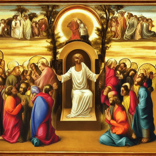 AI generated: Jesus Christ, Love, compassion, Adoration of the Holy Spirit, dynamic scene, lights