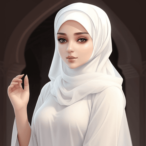 AI generated: Women in white hijab beautiful clear charming, hijab covered veiled , elegant, with Islamic style