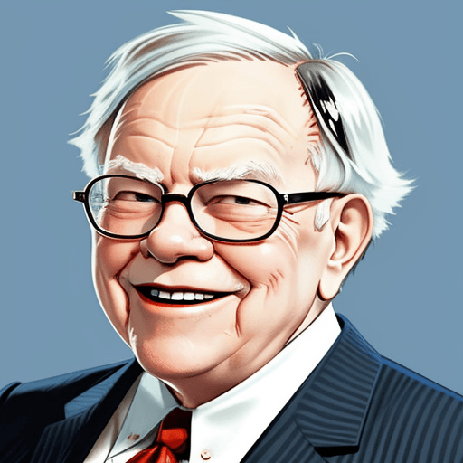 AI generated: Profile cartoon image of warren buffet smiling into the camera