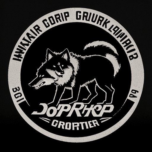 AI generated: Logo in a typical 1970s to 1980s style,very coorporate, using the company name "DarkerWolf Group"