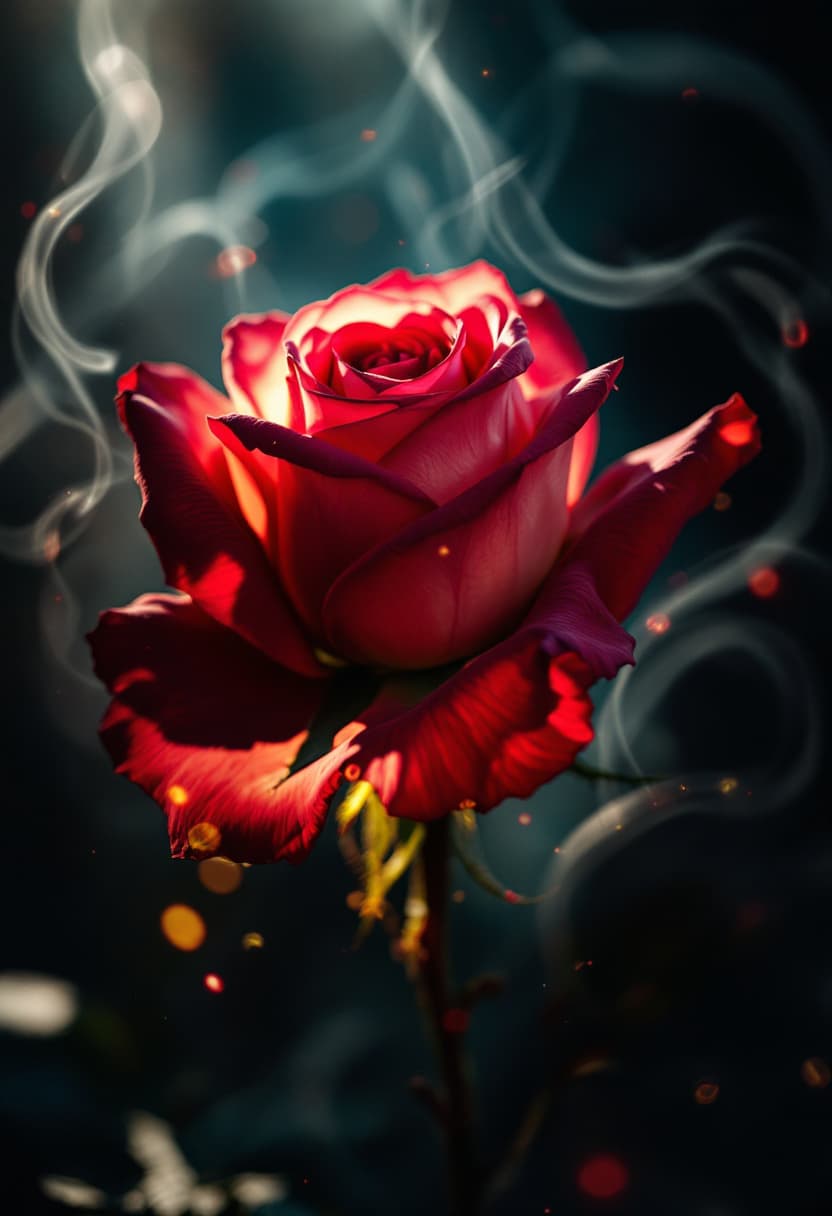 AI generated: rose, dramatic lighting