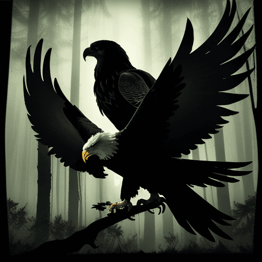 AI generated: Double_exposure_Combine Forest and Eagle in a way that seamlessly blends their features and produces...