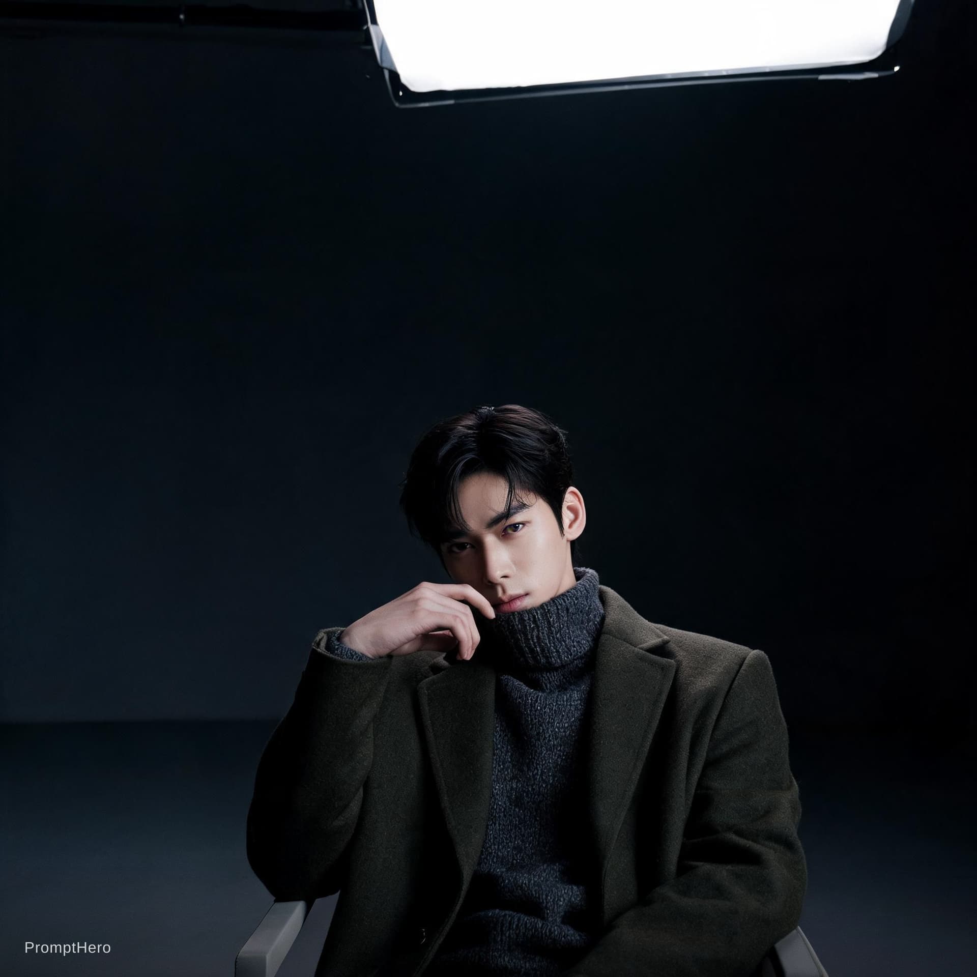 AI generated: high-end portrait photography, editorial studio photography, cinematic color grading, vertical compo...