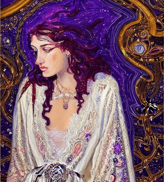 AI generated: Oil painting, high resolution 8k, Pollock master painter, Byzantine artwork, 
young lady close up , ...