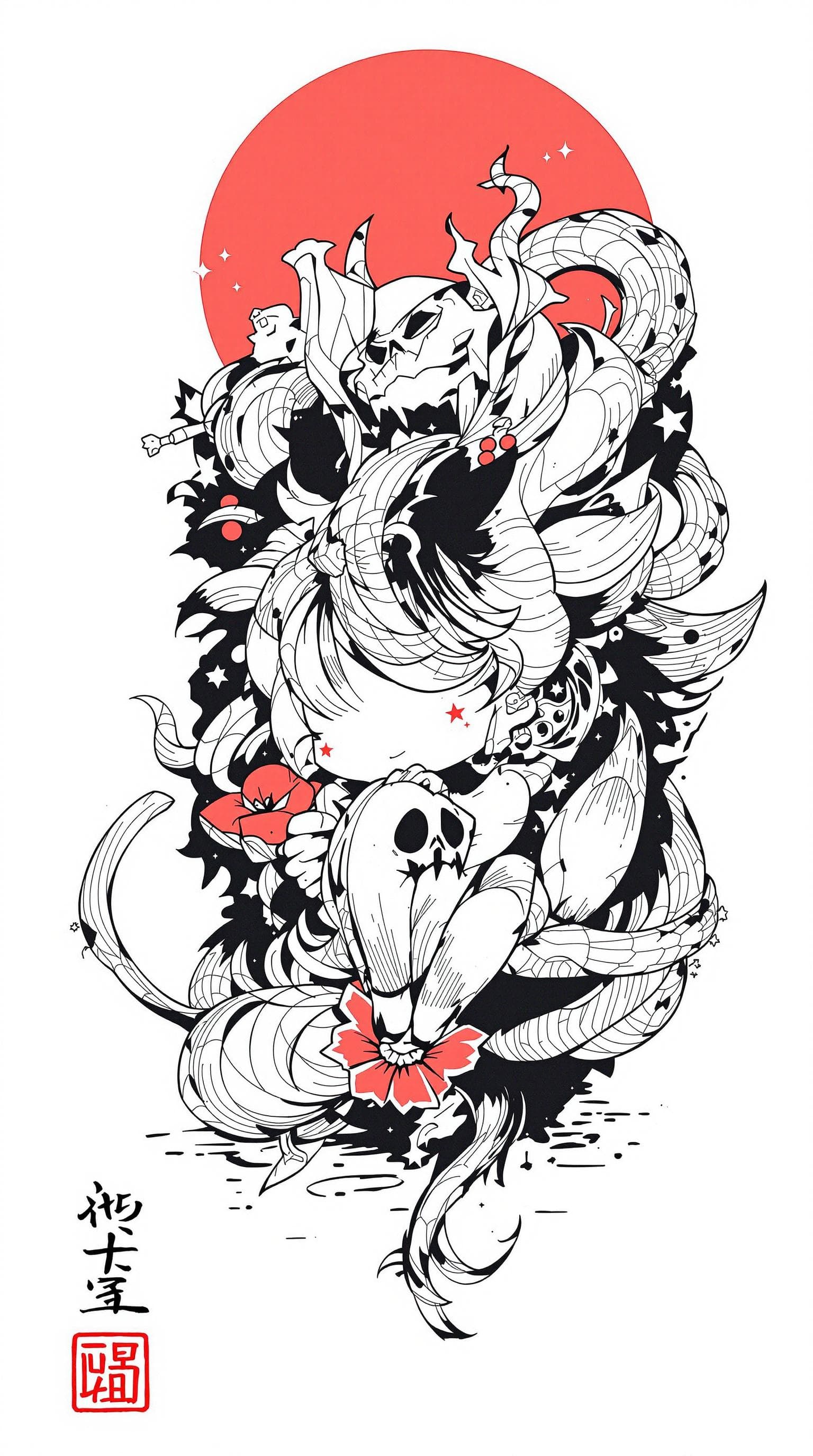 AI generated: Omamori，draw，Ink style