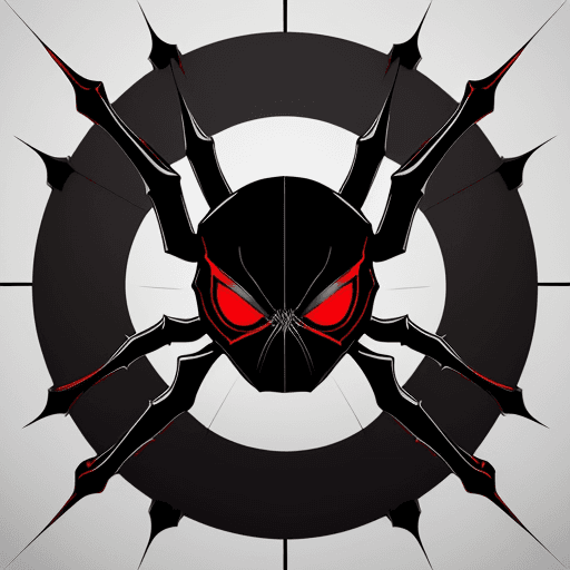 AI generated: Design a logo featuring a realistic and menacing red and black spider with sharp, stylized details t...