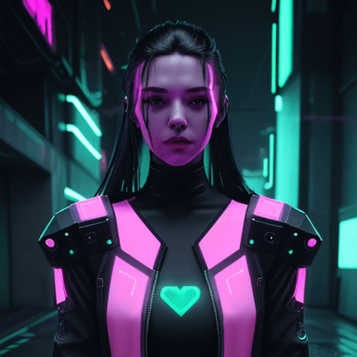 AI generated: Hyperrealistic full-length portrait of a futuristic cyberpunk hacker | in a neon-lit cyber alley | d...