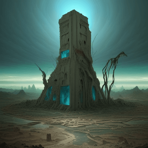 AI generated: A mesmerizing and surreal depiction of a post-apocalyptic landscape inspired by the epic tales of Th...