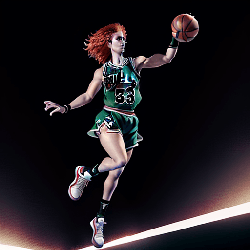 AI generated: full length image, Merida from Disney character, female pro basketball player, athletic, strong, fan...