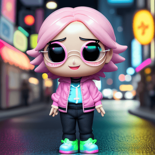 AI generated: city street, Super cute J Balvin full body 3D image, 1pc, good eyes looking, big eyes, cute, happy, ...