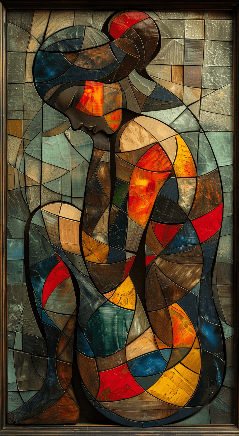 AI generated: woman, oil on canvas, in the style of Pablo Picasso, cubism, density of forms, i can't believe how b...