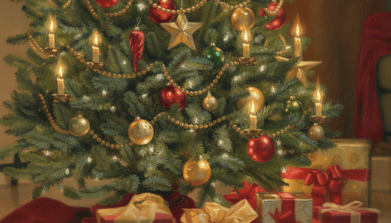 AI generated: make it in Clod Monet style, add vintage candle lights, under the tree vision