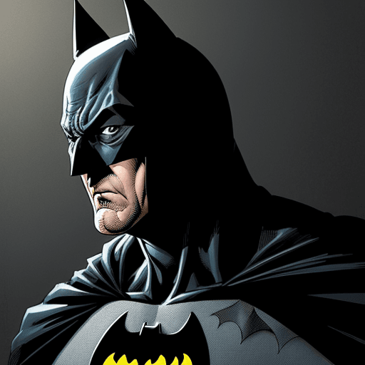 AI generated:  comic book art, BATMAN, highly detailed, in the style of Stan Lee 