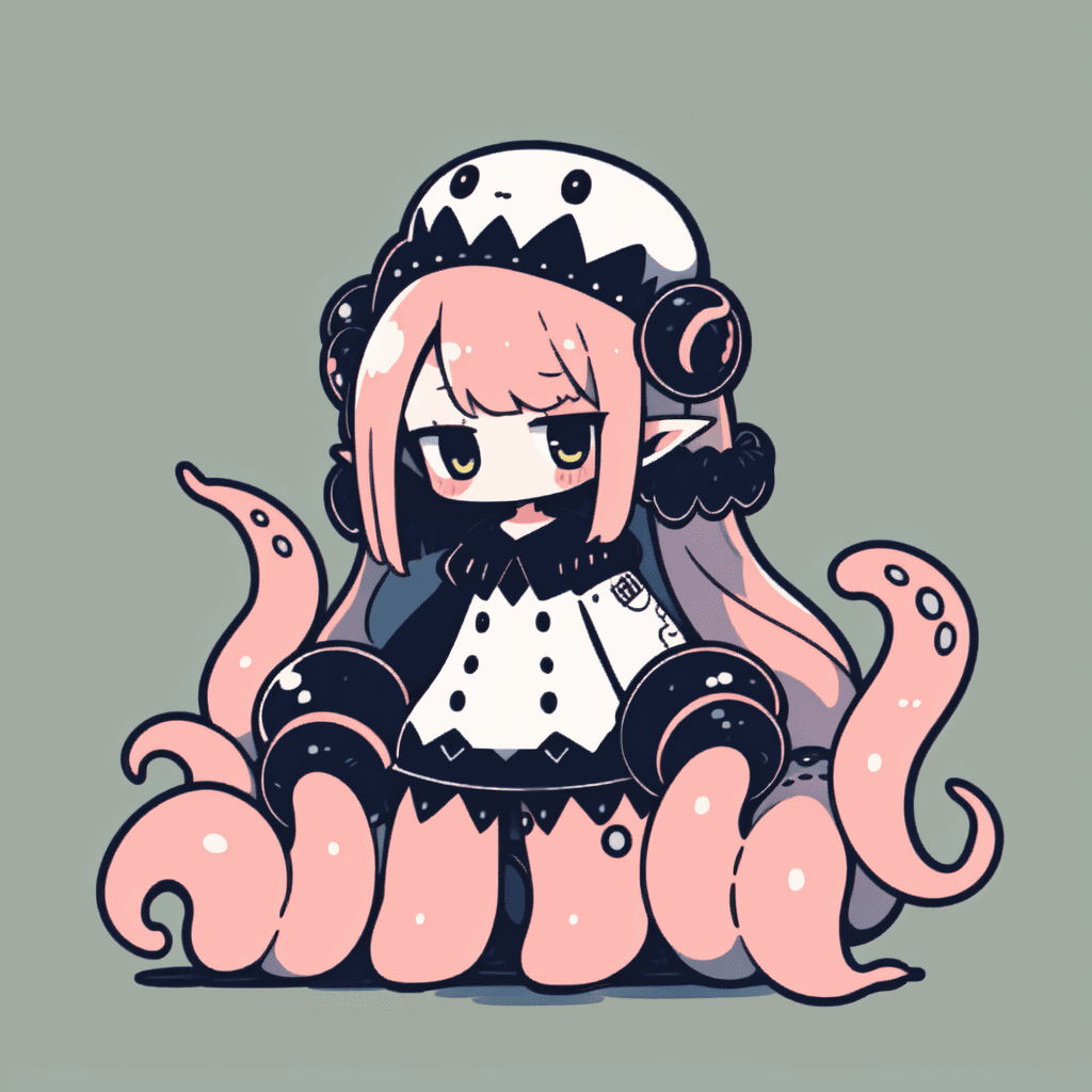 AI generated: best quality,
(solo,chibi:1.2),cute,scylla,monster girl,tentacles,monsterification,
__color__ back...