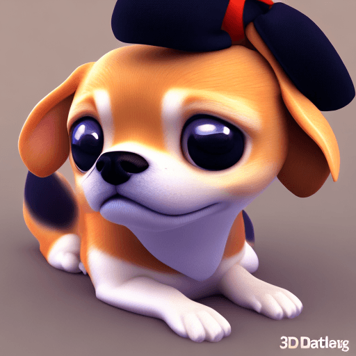 AI generated: super cute cartoon 3d model anime small fat beagle dog with big eyes, long ears, anime shading, anim...