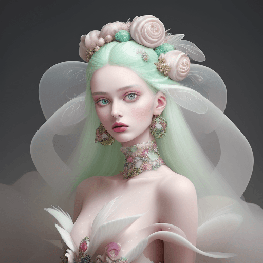 AI generated: Fashion Photography: A hyper-realistic, surreal portrait channeling the Gucci aesthetic. A young vog...