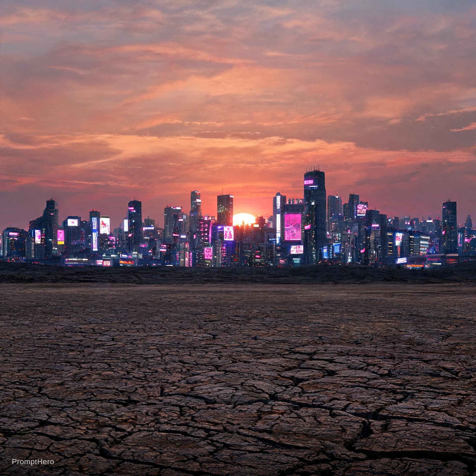 AI generated: So, the landscape is just an endless, desolate expanse, while a little further off lie mega-cities o...