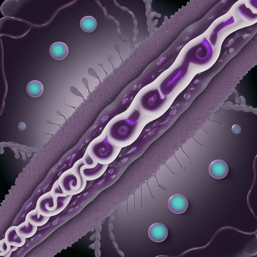 AI generated: Microscopic view of Bacillus subtilis, a small, rod-shaped bacterium often arranged singly, in pairs...