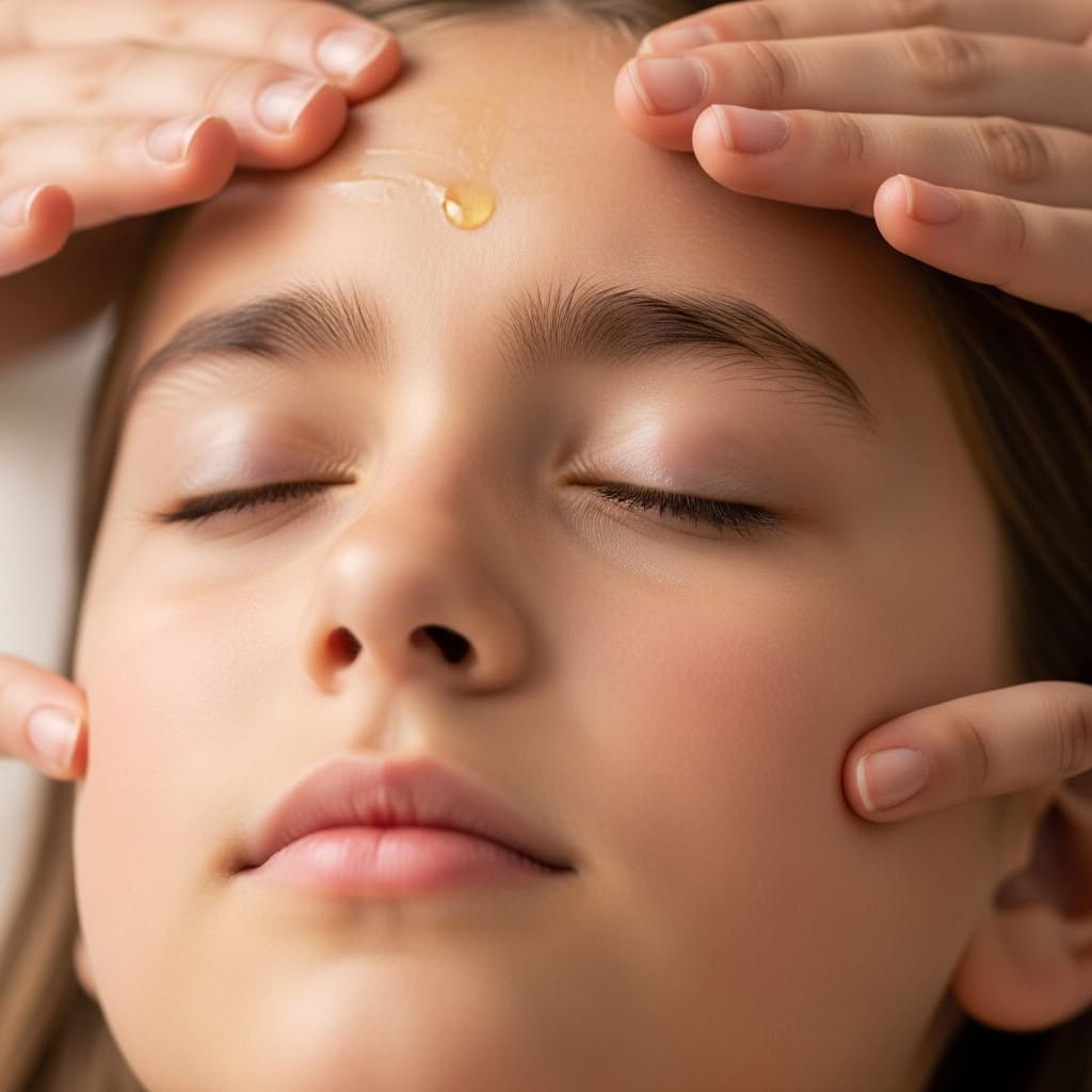 AI generated: Young tween close up of face while getting a massage