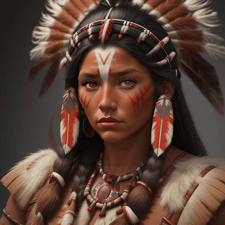 AI generated: a portrait, studio portrait, a stylized painting photograph of a native american Hopi woman warrior ...