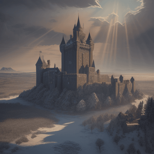 AI generated: linocut of a castle in a landscape, 8 k, frostbite 3 engine, cryengine, dof, trending on artstation,...