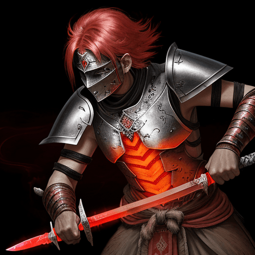 AI generated: ancient metal longsword, glowing red, red aura
