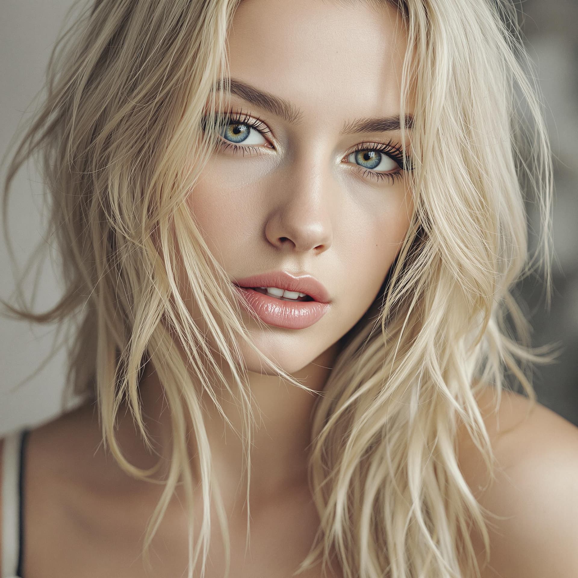 AI generated: white skin blonde with skinny hot face
