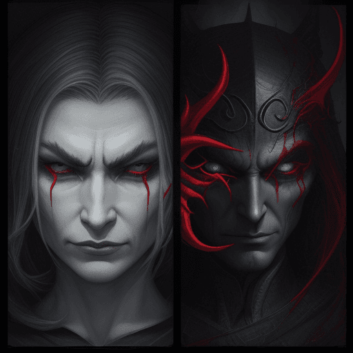 AI generated: show good and evil on both sides