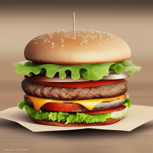 AI generated: Thin burger, realistic photo (without tomato or any other ingredient)