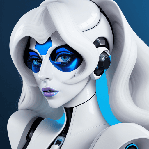 AI generated: close-up portrait of a female , Looks Like Lady Gaga, with a glossy white futuristic robotic design ...