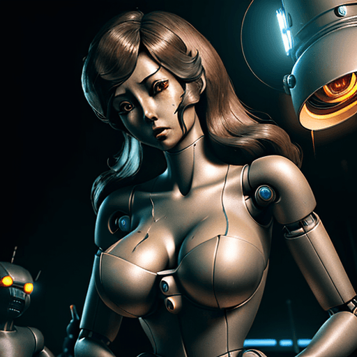 AI generated: Photo with fujiko mine and the small robotic arms do the tickle. a ultra realistic, cinematic lighti...
