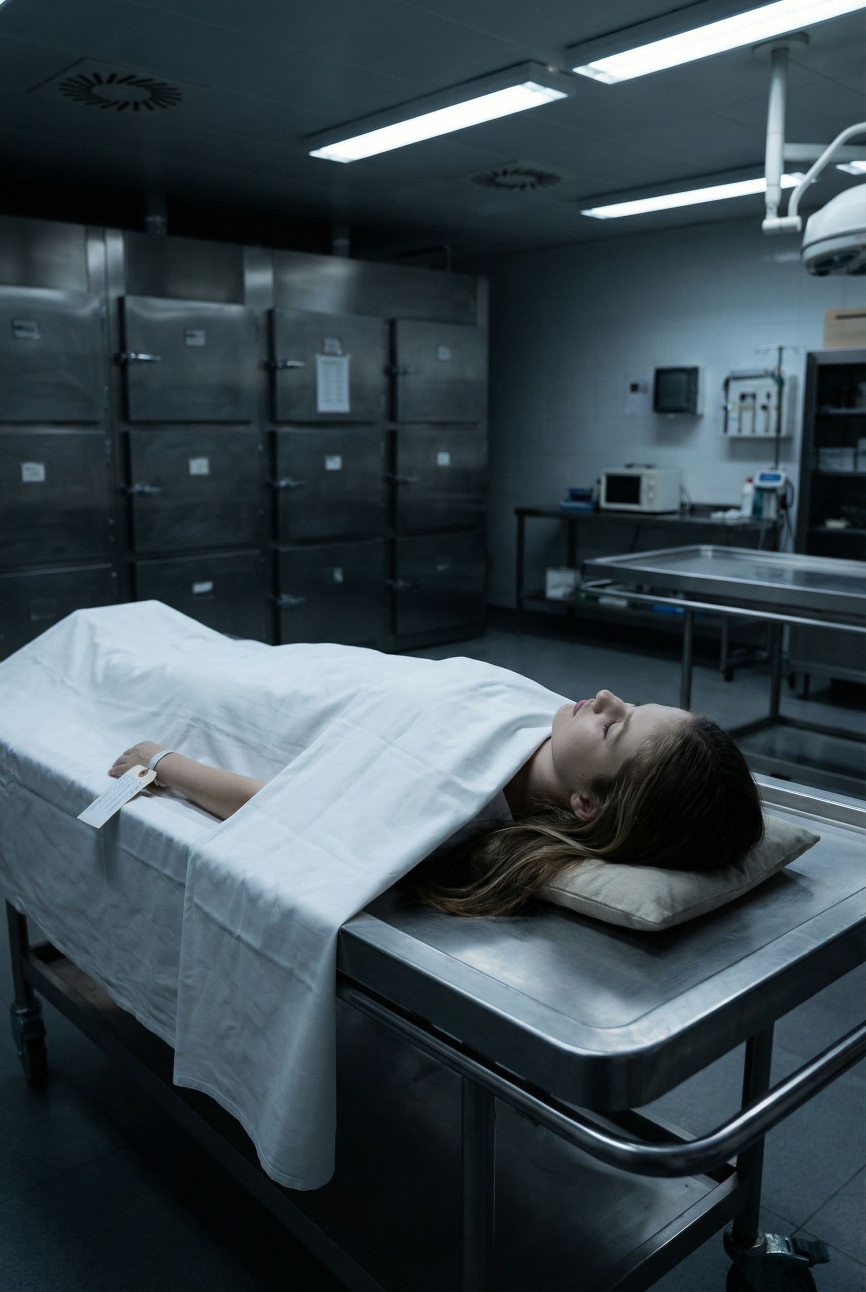 AI generated: dead girl in morgue