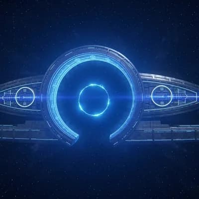 AI generated video: Create a cinematic wormhole tunneling BREAKING NEWS effect. 
Show the camera circling in front of th...