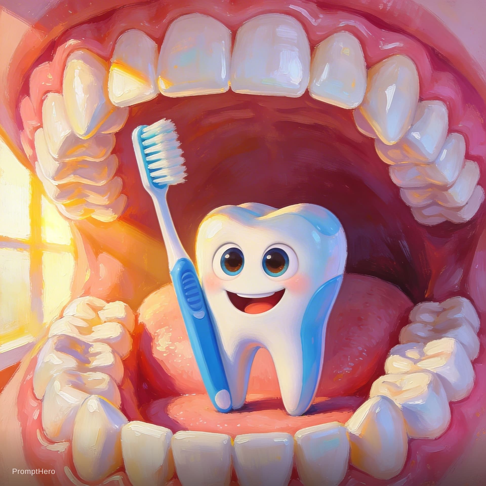 AI generated: freaked toothbrush, Digital painting, 3D modeling/rendering, contemporary, high saturation and contr...
