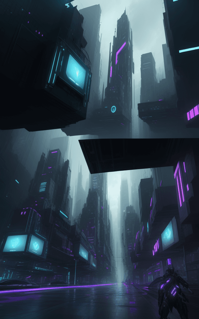 AI generated: layout sketch for an artistic environmental concept, the theme is cyber, city, future.