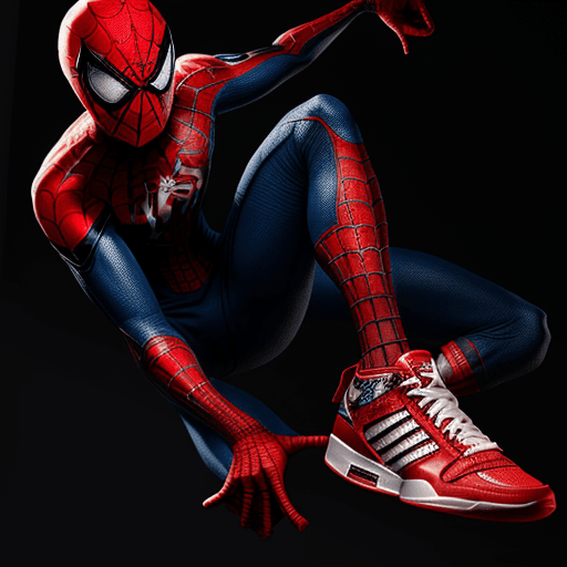 AI generated: spiderman wearing adidas air jordan --s 250 --uplight