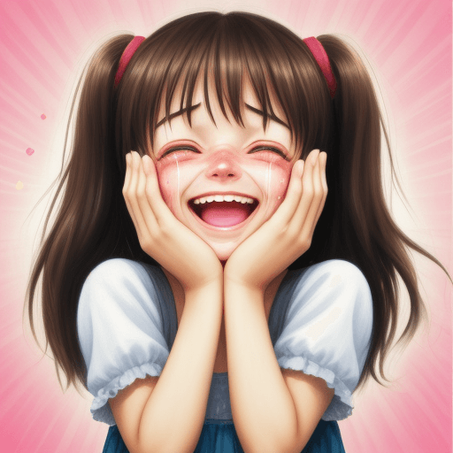 AI generated: girl with happy tears