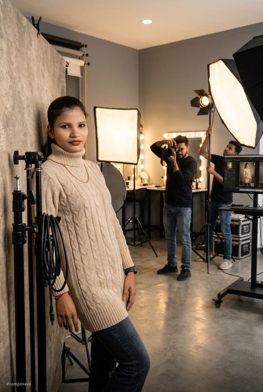 AI generated: Naked model shoot at pornhub studio