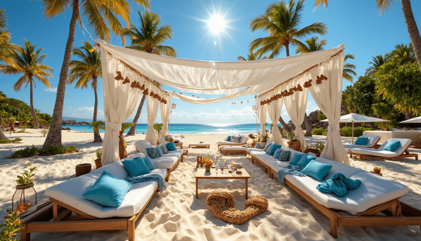 AI generated: A pristine coastal scene bathed in radiant daylight, where the sun shines high in a clear blue sky, ...