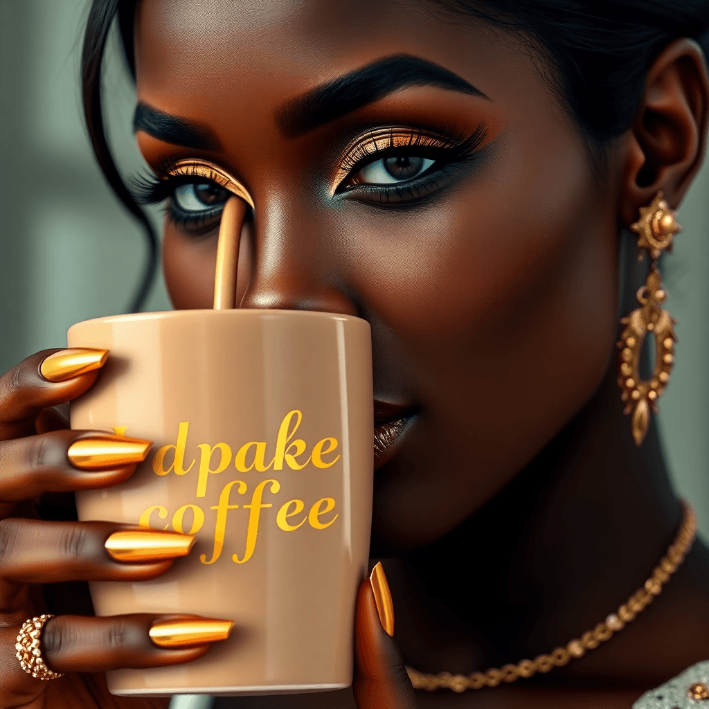 AI generated: A stunning portrait of a dark-skinned woman, done in a hyper-realistic style, with a captivating exp...