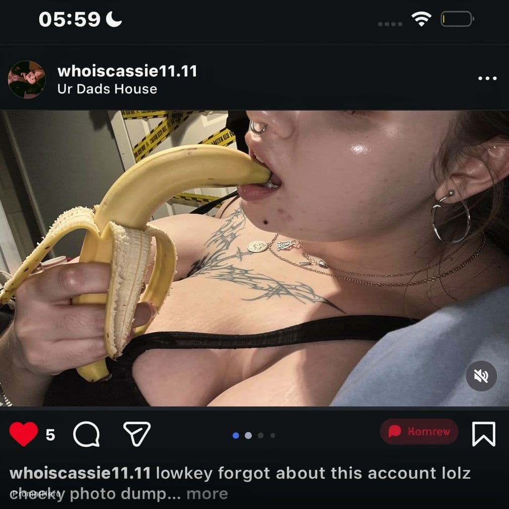 AI generated: Edit in a banana between my chest going into my mouth 