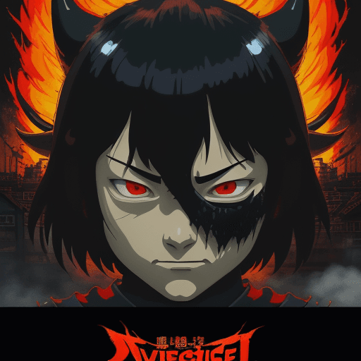 AI generated:  Studio Ghibli type. A wide angle 16k poster with of evil ghibli flash  in a killing spree, extremel...