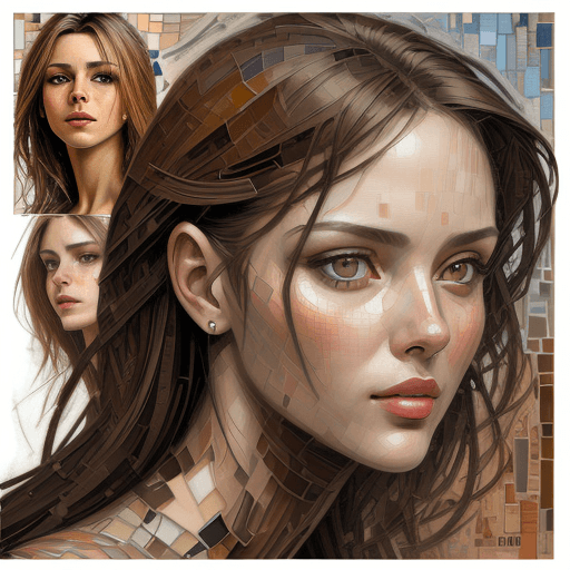 AI generated: a collage of woman face in mosaic, in the style of andrew atroshenko, peter gric --ar 73:109 --styli...
