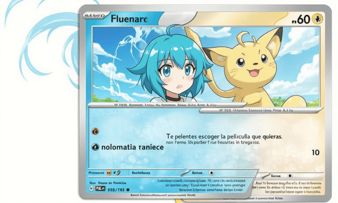AI generated: Buenas puedes realizar una carta basada en las cartas de Pokémon pero que tenga de fondo un personaj...
