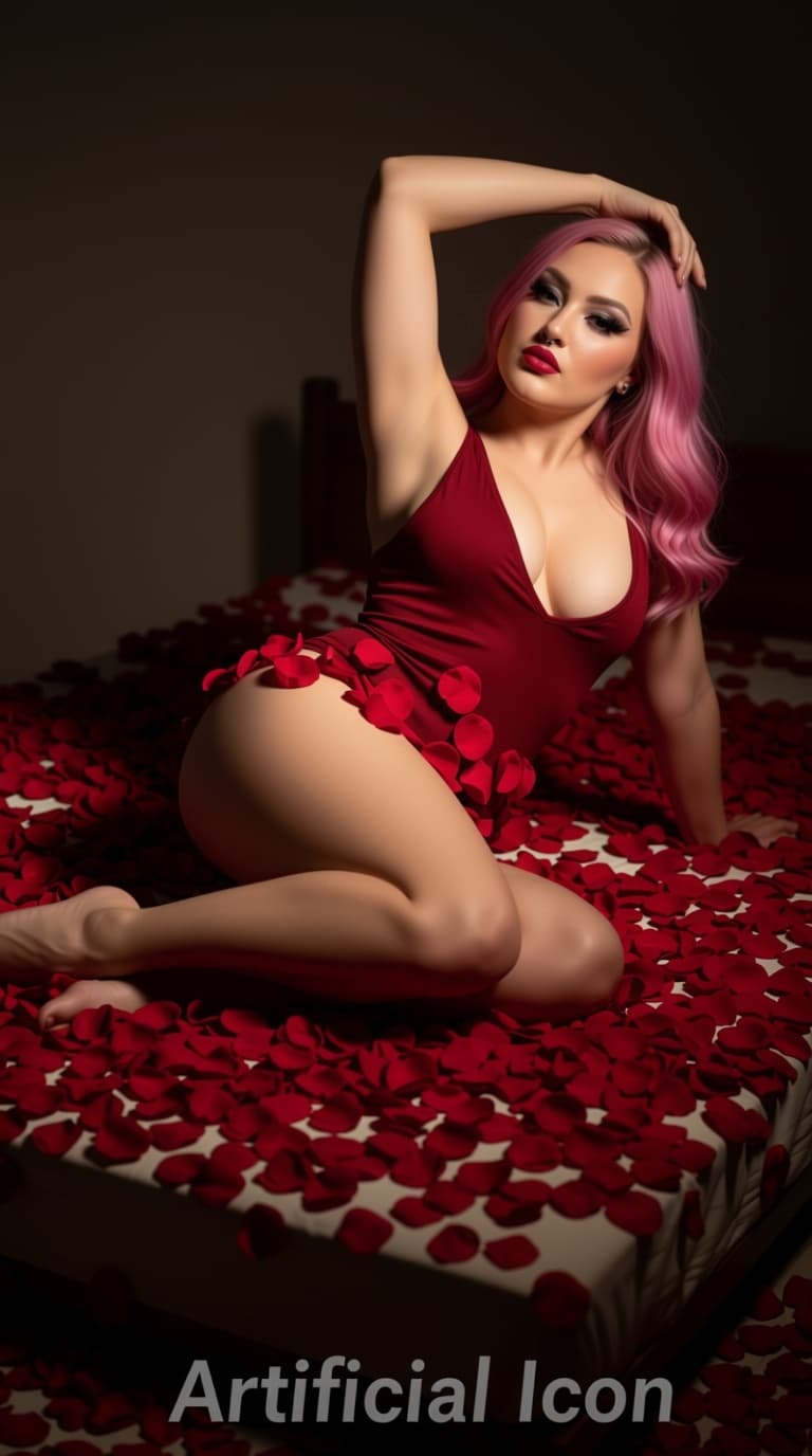 AI generated: Without changing facial features create A hyper-realistic editorial boudoir image of me reclining on...