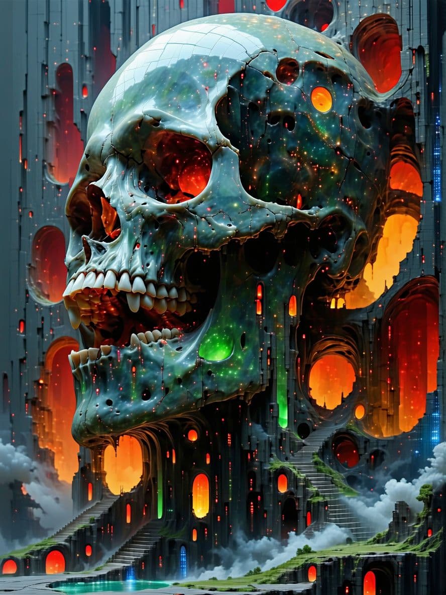 AI generated: Weird random images of the disturbing and surreal. Grim, concept art illustration, scifi, futuristic...